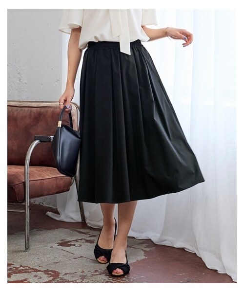 nissen（ニッセン）の「大きいサイズ 雨や家事の水はねに安心！ギャザースカート（ゆったりヒップ）（はっ水・接触冷感）（スカート・レディース・ブラッドオレンジ/黒/グレイッシュブルー・L/LL/3L/4L/5L/6L/8L/10L）」の9枚目の写真