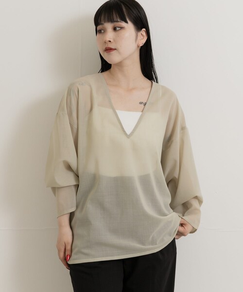 THE GOODLAND MARKET（ザグッドランドマーケット）の「&her　Voile Tops（シャツ/ブラウス・レディース・CREAM・one）」の3枚目の写真
