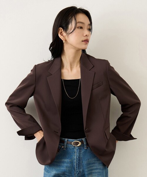ROPE'(ロペ)の「ウエストシェイプ ベルテッドシングルジャケット/セットアップ対応(テーラードジャケット・レディース・ダークブラウン/ネイビー・34/36/38)」の20枚目の写真