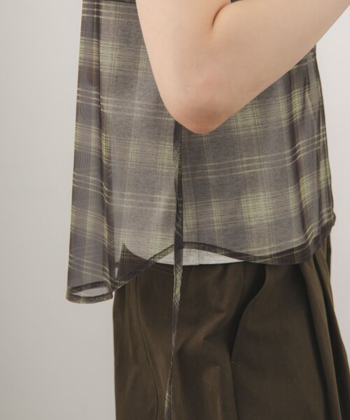 KBF（ケイビーエフ）の「シアーチェックベストSETトップス（タンクトップ・レディース・BRN×BRN/KHAKI×OAT/NAVY×NAVY・One）」の16枚目の写真