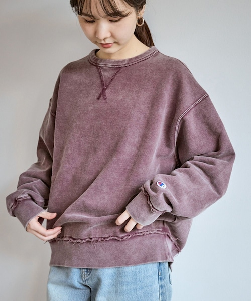 ROPE' PICNIC（ロペピクニック）の「【Champion/チャンピオン】ピグメント裏毛クルーネックスウェット（スウェット・レディース・ブラック/サックス/ワイン/オレンジ・F）」の6枚目の写真