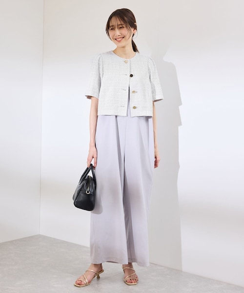 ROPE' PICNIC（ロペピクニック）の「【サマー・ツイード】金ボタンカーディジャケット（ノーカラージャケット・レディース・チャコール/ライトグレー/ホワイト/ネイビー・38）」の13枚目の写真