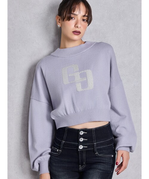 GYDA(ジェイダ)の「GGインターシャニットトップス(ニット/セーター・レディース・オフホワイト/ブラック/パープル・F)」の9枚目の写真