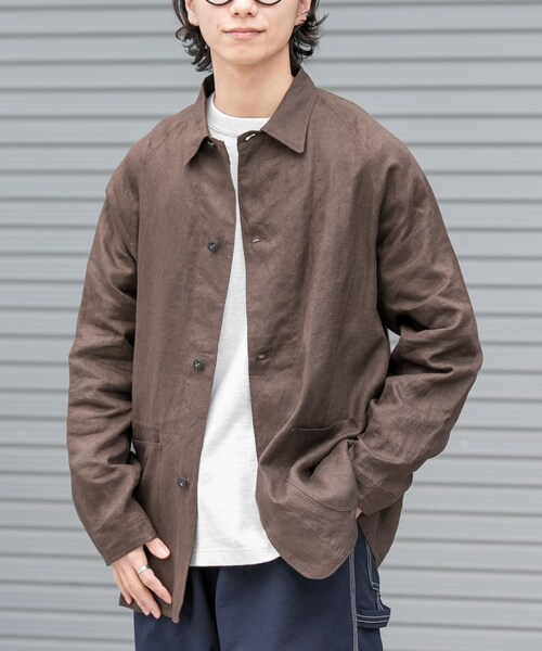 URBAN RESEARCH DOORS(アーバンリサーチドアーズ)の「FORK&SPOON リネンカバーオールシャツジャケット(テーラードジャケット・メンズ・BEG CHK/BROWN・4/5)」の9枚目の写真