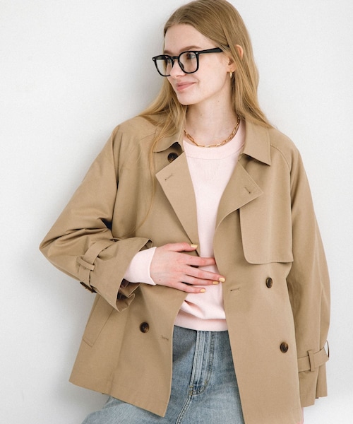 URBAN RESEARCH Sonny Label（アーバンリサーチサニーレーベル）の「撥水ショートトレンチコート（ステンカラーコート・レディース・ベージュ/L.グレー/チャコール・36/38）」の3枚目の写真