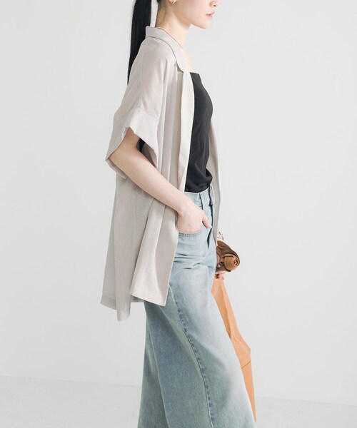 URBAN RESEARCH（アーバンリサーチ）の「シアーハーフスリーブジャケット（テーラードジャケット・レディース・BEIGE/NAVY/BLACK・FREE）」の14枚目の写真