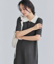 VIS | ポロ襟ニットワンピース(ワンピース)