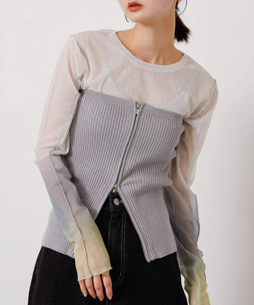 SENSE OF PLACE by URBAN RESEARCH（センスオブプレイスバイアーバンリサーチ）の「ラメジップニットビスチェ（その他トップス・レディース・GRAY/BLACK/YELLOW・one）」の4枚目の写真