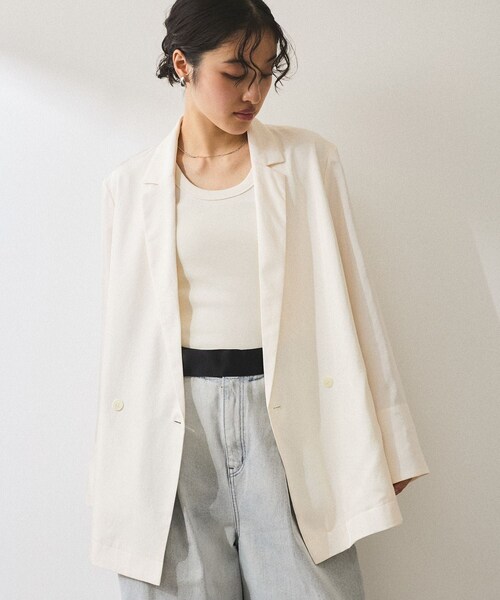 ADAM ET ROPE'(アダムエロペ)の「【サステナブル】ガウンジャケット(テーラードジャケット・レディース・ブラック/オフホワイト・F)」の13枚目の写真