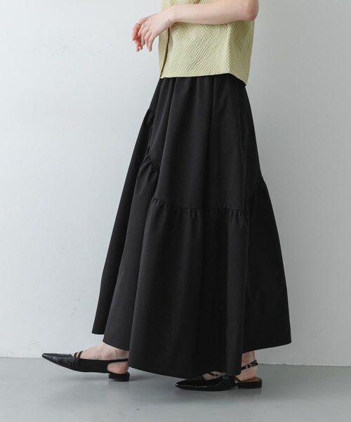 SENSE OF PLACE by URBAN RESEARCH(センスオブプレイスバイアーバンリサーチ)の「アシメキリカエギャザースカート(スカート・レディース・OFF WHITE/BLACK/BEIGE・One)」の4枚目の写真