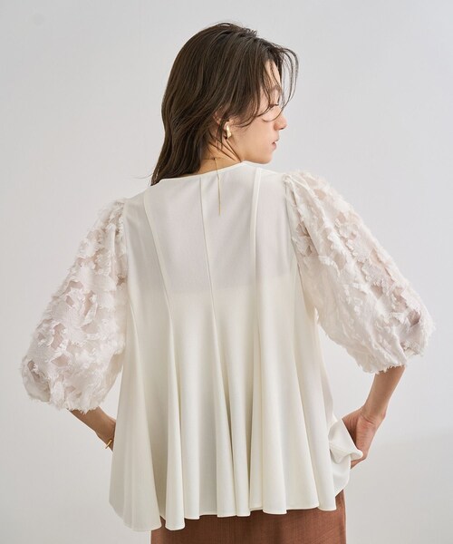 ROPE'（ロペ）の「ジャガードスリーブコンビブラウス/イージーケア（シャツ/ブラウス・レディース・ブラック/ホワイト・F）」の16枚目の写真