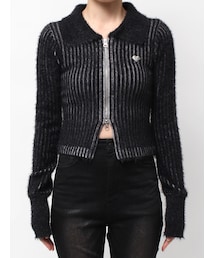 EMODA | シャギープレーティングジップトップス(ニット/セーター)