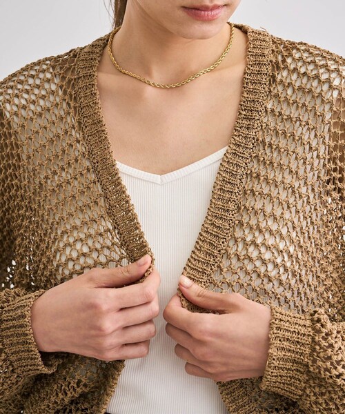 ROPE'（ロペ）の「【洗える】テープヤーンメッシュニットボレロ（カーディガン/ボレロ・レディース・ブラック/ベージュ・F）」の13枚目の写真