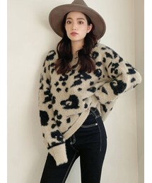 GYDA | レオパードラインシャギーニットTOPS(ニット/セーター)
