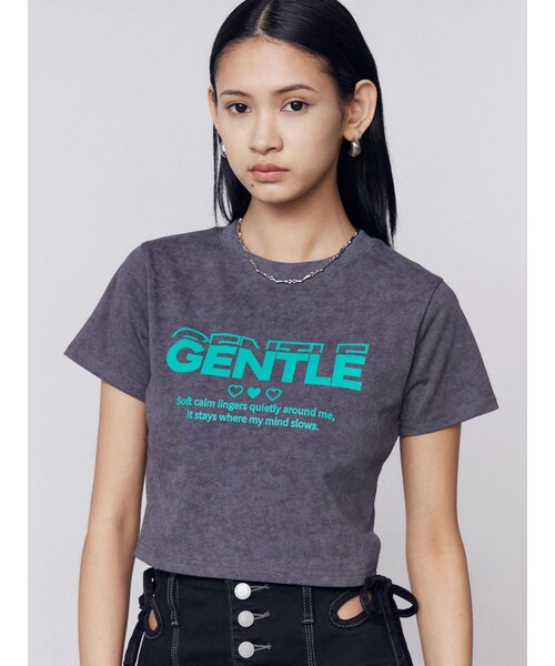 EMODA（エモダ）の「ジェントルプリントTシャツ（Tシャツ/カットソー・レディース・ホワイト/グレー/ピンク/ブラウン・F）」の7枚目の写真