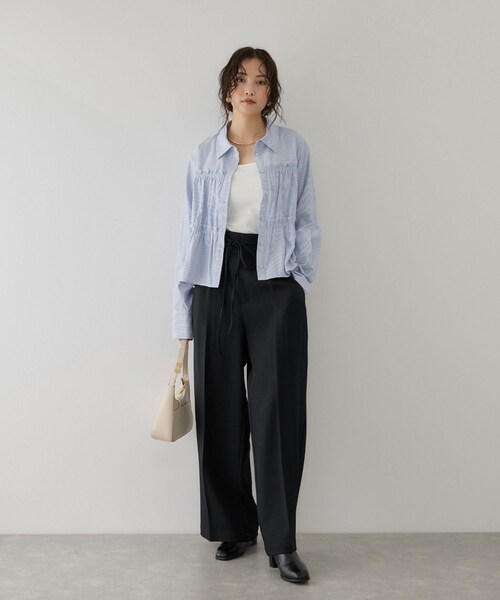 VIS（ビス）の「ビスチェシャーリングシャツ（シャツ/ブラウス・レディース・ベージュ系/グリーン系/ブルー系・F）」の20枚目の写真