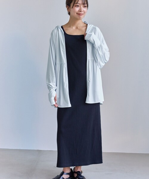 ROPE' PICNIC（ロペピクニック）の「絶対焼けたくないUVパーカー/UVカット・接触冷感（パーカー・レディース・ライトグレー/キナリ/ブルー系・F）」の21枚目の写真