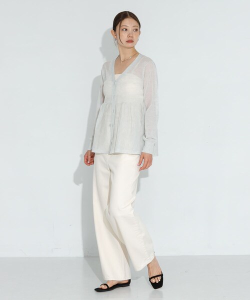 URBAN RESEARCH Sonny Label（アーバンリサーチサニーレーベル）の「シアーペプラムニットカーディガン（カーディガン/ボレロ・レディース・ライトグレー/バター/ブラック・FREE）」の20枚目の写真