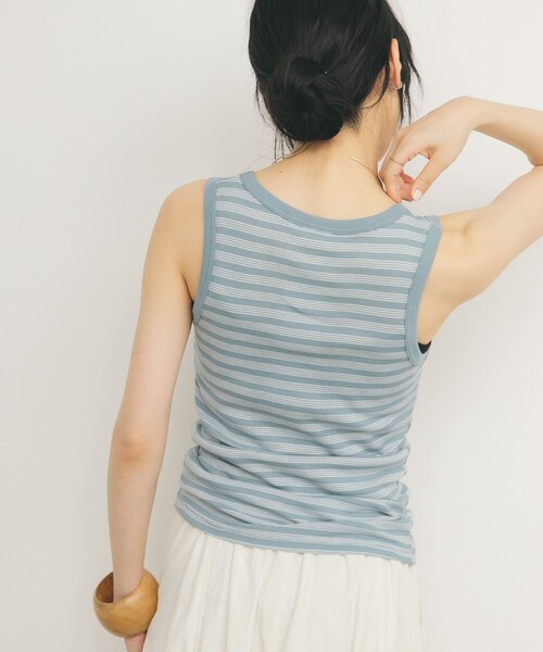 KBF（ケイビーエフ）の「Miller　Panel ribbed tank top（タンクトップ・レディース・WHT×GN/WHT×NR/BLU×W2/BRN×NV・FREE）」の21枚目の写真