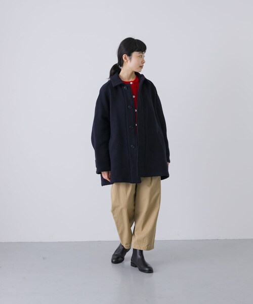 かぐれ（カグレ）の「Harrow Town Stores　BALMACAAN SHORT COAT（ステンカラーコート・レディース・NAVY・42）」の8枚目の写真