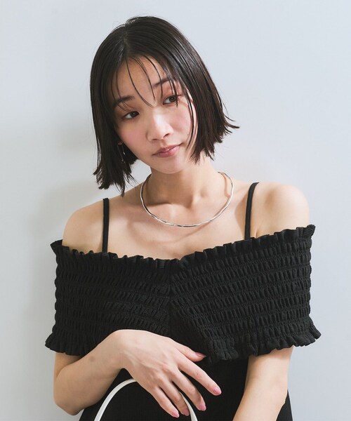 VIS（ビス）の「シャーリングオフショルダーオールインワン（つなぎ/オールインワン・レディース・ブラック/ブルー系・F）」の8枚目の写真