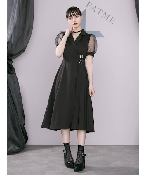 サイドプリーツカシュクールワンピース
