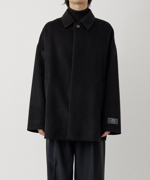 ADAM ET ROPE'(アダムエロペ)の「メリノウールダブルフェイスショートステンカラーコート(ステンカラーコート・メンズ・ブラック/グレー/ダークブラウン系・L/M/S)」の11枚目の写真