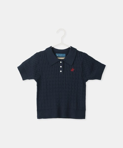 ROPE' PICNIC(ロペピクニック)の「【KIDS】【BEVERLY HILLS POLO CLUB】ポロカラーケーブルニット/リンクコーデ(ニット/セーター・キッズ・キナリ/ネイビー/ローズピンク・L/M/S)」の4枚目の写真