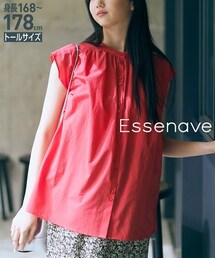 nissen | 高身長　綿100％ダブルボタンノースリーブブラウス（トールサイズ）Essenave(シャツ/ブラウス)