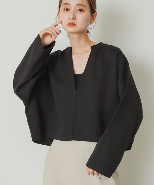 SENSE OF PLACE by URBAN RESEARCH(センスオブプレイスバイアーバンリサーチ)の「Vネッククロップドトップ(Tシャツ/カットソー・レディース・IVORY/PURPLE/BLACK・one)」の19枚目の写真