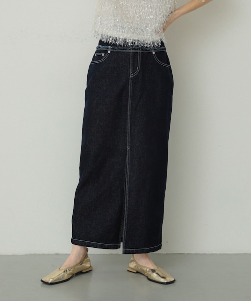 SENSE OF PLACE by URBAN RESEARCH(センスオブプレイスバイアーバンリサーチ)の「レイヤードデニムスカート(デニムスカート・レディース・ONE WASH/L.INDIGO・S/M)」の1枚目の写真