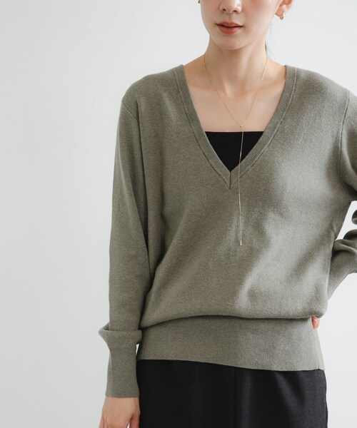 URBAN RESEARCH（アーバンリサーチ）の「new basic　カシミヤコットンVネックチュニックニット（チュニック・レディース・KHAKI/PINK/SAX・FREE）」の5枚目の写真