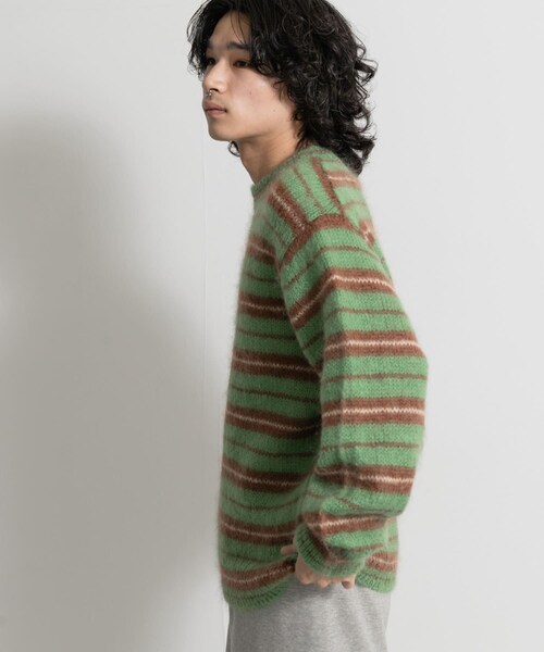 THE GOODLAND MARKET（ザグッドランドマーケット）の「米富繊維　MOHAIR WOOL BORDER P/O（ニット/セーター・レディース・IVORY/GRAY/GREEN・1/3）」の16枚目の写真