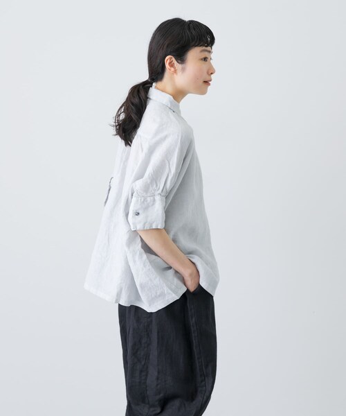 かぐれ(カグレ)の「Honnete Half-Sleeve Gather Shirts(シャツ/ブラウス・レディース・Ice Grey/Coral/Bk Choco・one)」の13枚目の写真