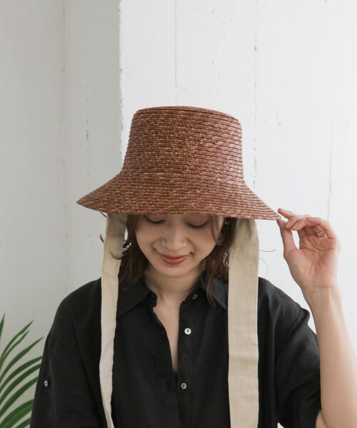 URBAN RESEARCH DOORS（アーバンリサーチドアーズ）の「リボン麦わら帽子（ハット・レディース・BLACK/BROWN・one）」の2枚目の写真