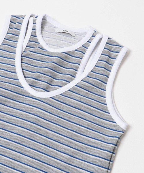 THE GOODLAND MARKET（ザグッドランドマーケット）の「&her　Border Tank（タンクトップ・レディース・GRAY/BROWN・FREE）」の7枚目の写真