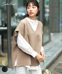 nissen | 大きいサイズ  Vネックゆるシルエットベスト(ベスト)