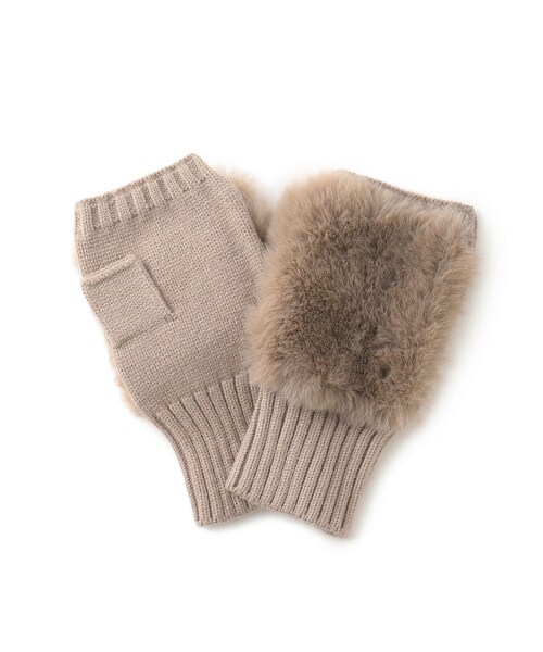 VIS（ビス）の「フィンガーレスファーアームウォーマー（手袋・レディース・キナリ/ベージュ・F）」の11枚目の写真