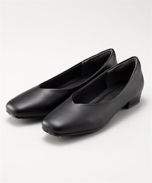 nissen | 防滑・深履きスクエアトゥVカットぺたんこパンプス（抗菌防臭）（低反発中敷）(パンプス)