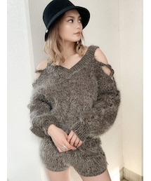 GYDA | アームレースアップシャギーニット トップス(ニット/セーター)