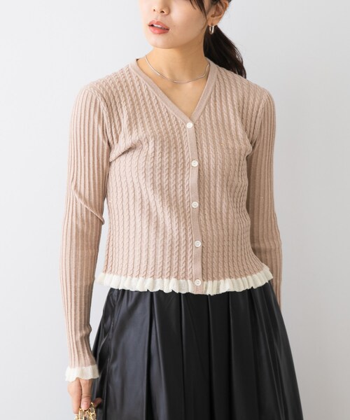 URBAN RESEARCH ROSSO（アーバンリサーチロッソ）の「F by ROSSO　スパンコールフリルリブカーディガン（カーディガン/ボレロ・レディース・BEIGE/GRAY/NAVY・Free）」の14枚目の写真