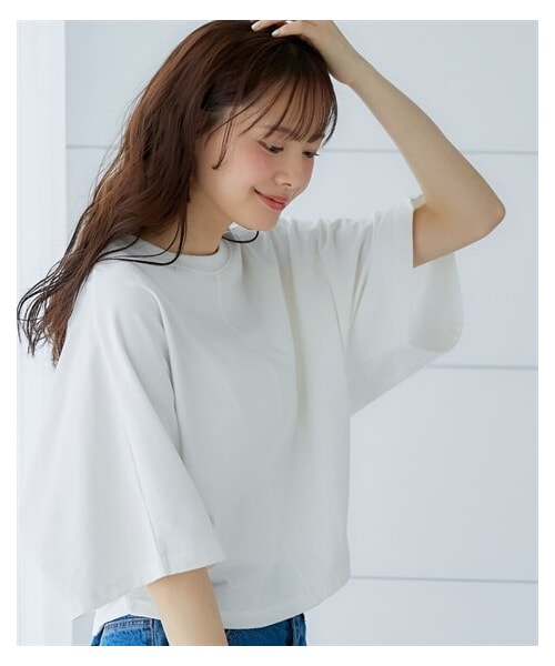 nissen（ニッセン）の「大きいサイズ　ドルマンカットソートップス　miclat（Tシャツ/カットソー・レディース・白/黒・L/LL/3L/4L/5L/6L/8L/10L）」の4枚目の写真