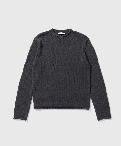 ADAM ET ROPE'(アダムエロペ)の「【AMOMENTO/アモーメント】 PAPER YARN PULLOVER(ニット/セーター・メンズ・チャコール/ベージュ・L/M)」の1枚目の写真