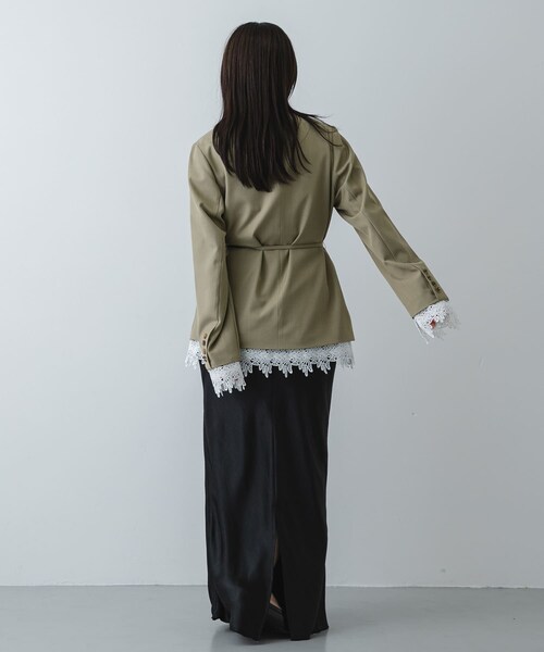 SENSE OF PLACE by URBAN RESEARCH(センスオブプレイスバイアーバンリサーチ)の「レースレイヤードノーカラージャケット(ノーカラージャケット・レディース・BLACK/Y.BEIGE・One)」の16枚目の写真