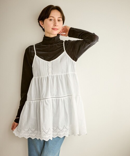 ROPE' PICNIC（ロペピクニック）の「Vネックティアードレースビスチェ（キャミソール・レディース・ホワイト・F）」の5枚目の写真