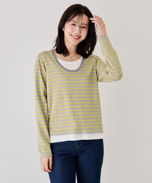 Jayro（ジャイロ）の「レイヤーニットプルオーバー（ニット/セーター・レディース・グレー系/ホワイト系/イエロー系・F）」の21枚目の写真