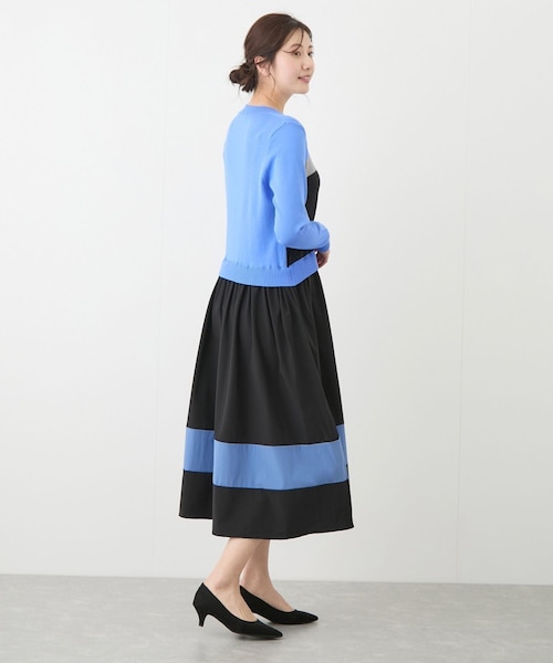 Jayro（ジャイロ）の「ニットドッキング配色ワンピース（ワンピース・レディース・ブラック/ベージュ/ブルー系・F）」の16枚目の写真