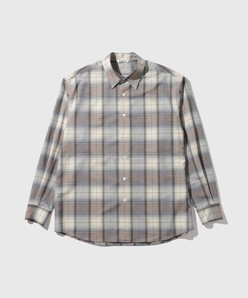 ADAM ET ROPE'(アダムエロペ)の「【AURALEE/オーラリー】SUPER LIGHT WOOL CHECK SHIRT(シャツ/ブラウス・メンズ・ダークブラウン/ブルー系・3/4/5)」の5枚目の写真
