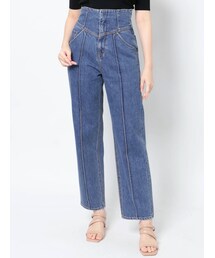 LAGUNAMOON | ハイウエストピンタックデニムパンツ(デニムパンツ)