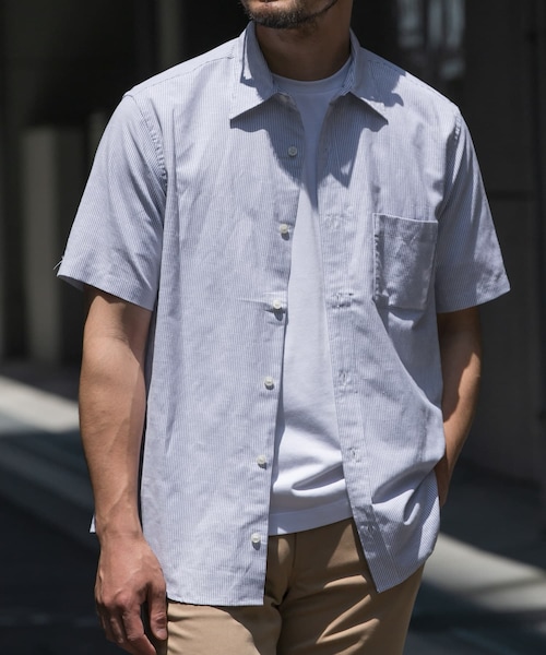 URBAN RESEARCH ROSSO（アーバンリサーチロッソ）の「『防シワ』『XLサイズあり』ハイパフォーマンスリネンレギュラー半袖シャツ（シャツ/ブラウス・メンズ・BEIGE/WHITE/BLACK/NAVY/KHAKI/BLK STRIPE/BLK CHECK・S/M/L/XL）」の7枚目の写真